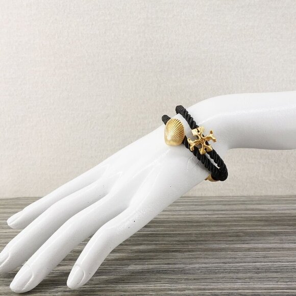 Tory Burch Shell Logo Rope Bracelet Black OS - Picture 12 of 12
